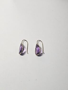 14k Gold With Huge Amethyst Stone Earrings